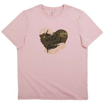 Vêtements Femme T-shirts manches Monogram Only TEE-SHIRT ONLFREELY - BLEACHED MAUVE PRINT BE WILD - M Multicolore
