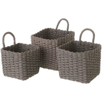 Maison & Déco Paniers / boites et corbeilles Unimasa Set 3 panières en fibre de papier tressée Gris