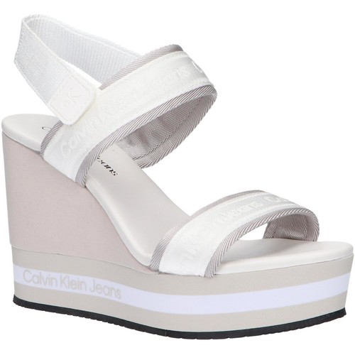 Calvin Klein Jeans YW0YW00572YAF WEDGE Blanc - Livraison Gratuite | Spartoo  ! - Chaussures Sandale Femme 104,99 €