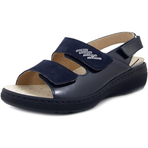 Chaussures Femme Sandales et Nu-pieds Stile Di Vita Femme Sandales, Daim et Cuir Brillant-8228B Bleu