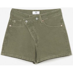 Vêtements Femme Shorts / Bermudas Le Temps des Cerises Short mosta en jeans kaki clair à fermeture asymétrique Vert
