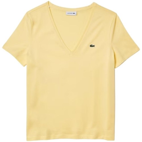 Vêtements Femme T-shirts & Polos Lacoste T shirt  Femme Col V Ref 54003 6XP Jaune Jaune