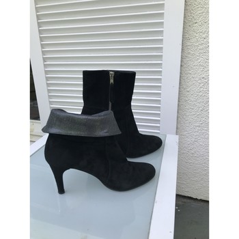 Chaussures Femme Bottines Manfield Boots en daim noir Noir