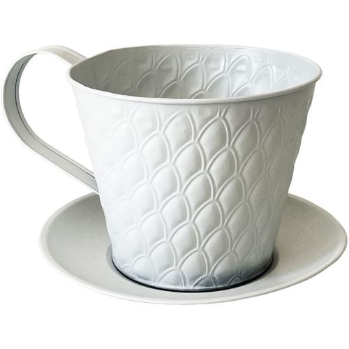 Decostar Cache pot en métal blanc en forme de tasse Blanc - Maison & Déco  Vases / caches pots d'intérieur 22,75 €