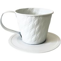 Maison & Déco Vases / caches pots d'intérieur Decostar Cache pot en métal blanc en forme de tasse Blanc