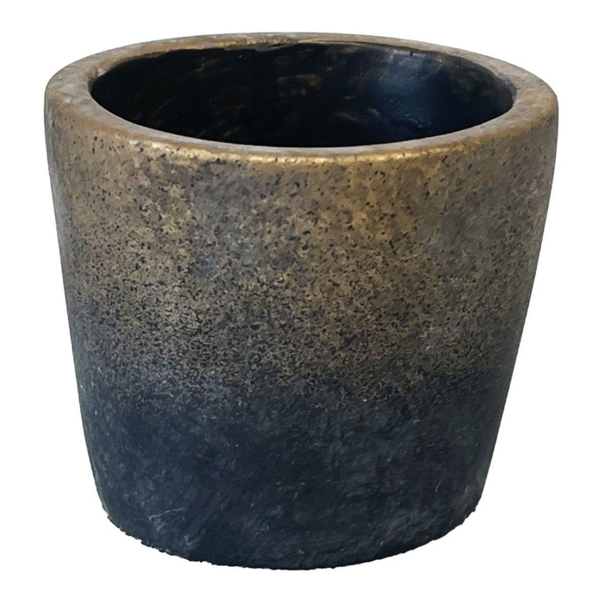 Maison & Déco Vases / caches pots d'intérieur Decostar Petit Cache Pot de Fleurs en ciment Gris et Or Gris