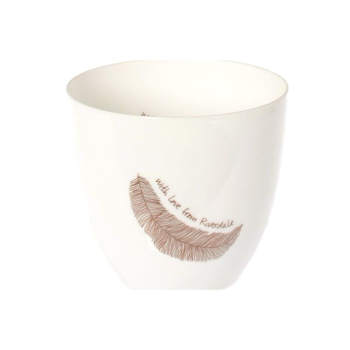 Maison & Déco Bougeoirs / photophores Riverdale Photophore porcelaine Plume With Love Blanc