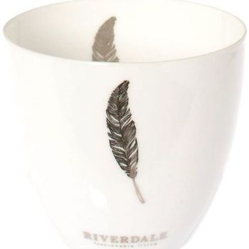 Must-have de la rentrée Bougeoirs / photophores Riverdale Photophore Porcelaine plumes Blanc