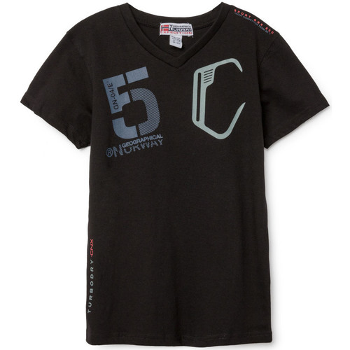 Vêtements Enfant T-shirts manches courtes Geographical Norway T-Shirt col V JAVIAR Noir