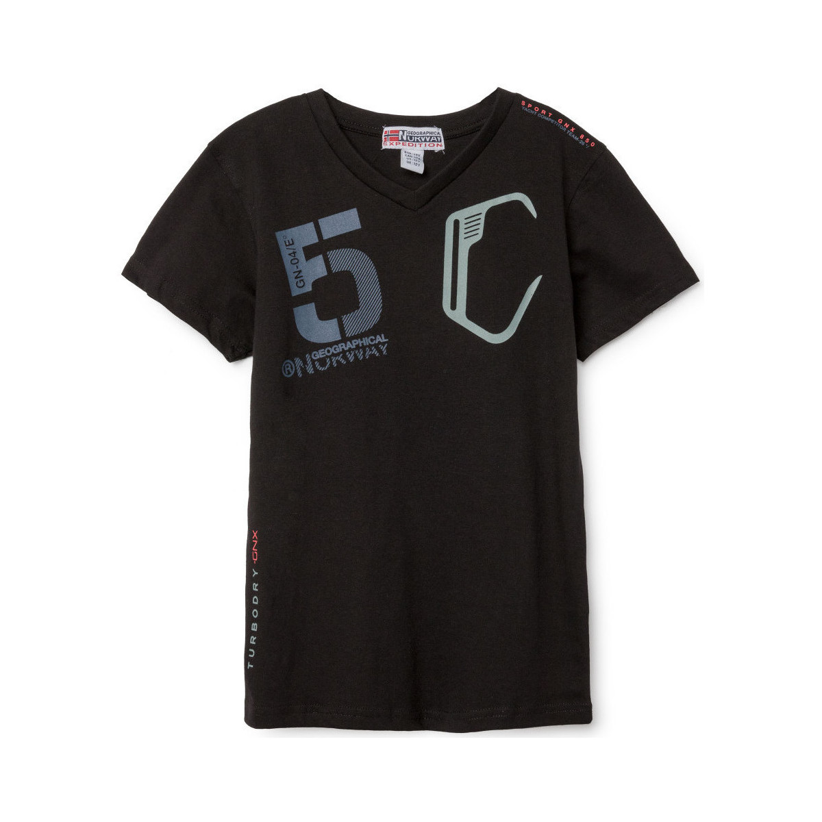 Vêtements Enfant T-shirts manches courtes Geographical Norway T-Shirt col V JAVIAR Noir