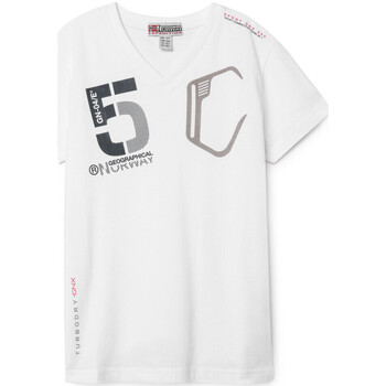 Vêtements Enfant T-shirts manches courtes Geographical Norway T-Shirt col V JAVIAR Blanc