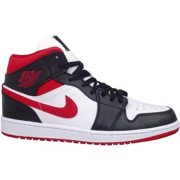 Chaussures Homme Baskets montantes Nike Air Jordan 1 Mid Noir, Rouge, Blanc