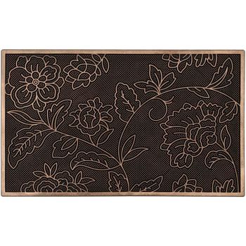 Maison & Déco Tapis Unimasa Essuie-pieds Floral en Gomme 75 cm Noir