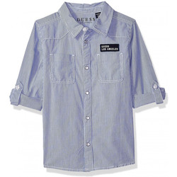 Vêtements Garçon Chemises manches courtes Guess Chemise Manches Longues avec logo Bleu Bleu