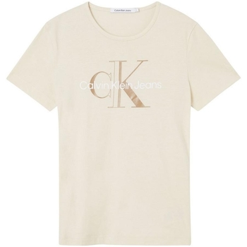 Vêtements Femme T-shirts & Polos Calvin Klein Jeans T Shirt Femme  Ref 56999 acf Beige Beige