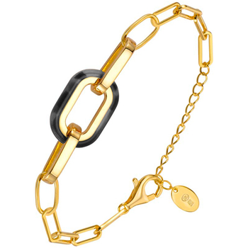 bracelets orusbijoux  bracelet en argent rectangle doré et acétate écaille grise 