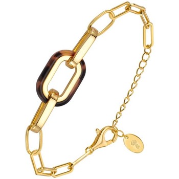 bracelets orusbijoux  bracelet en argent rectangle doré et acétate écaille marron 
