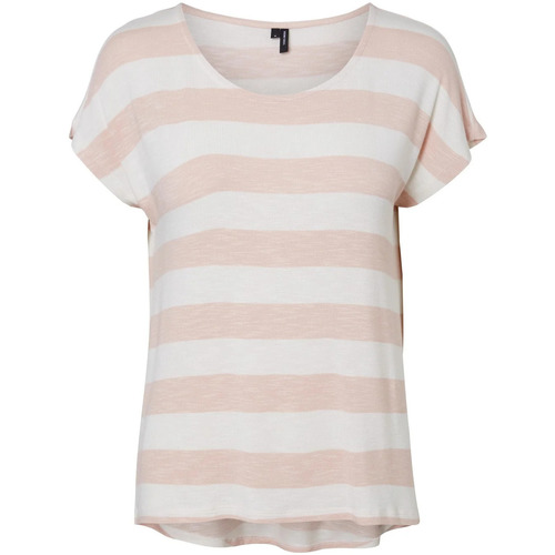 Vêtements Femme Chemises / Chemisiers Vero Moda T-shirt rayé rose et blanc Rose