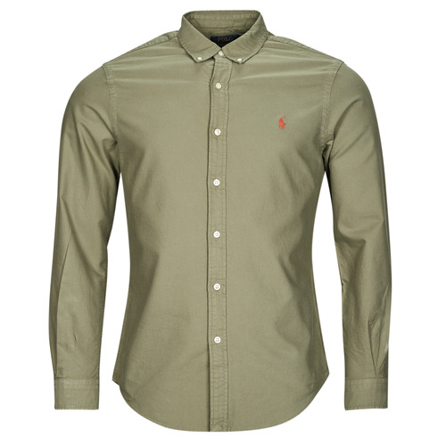 Vêtements Homme Chemises manches longues Polo Ralph Lauren button front poplin shirt LONG SLEEVE-SPORT SHIRT Kaki