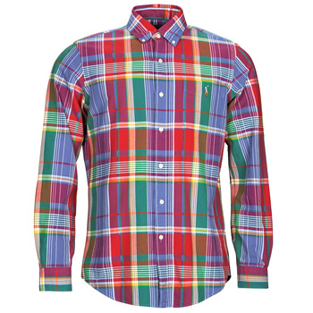 Vêtements Homme Chemises manches longues Polo Ralph Lauren CUBDPPCS-LONG SLEEVE-SPORT SHIRT Madras - Red / Blue Multi