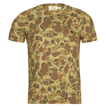 Vêtements Homme T-shirts manches courtes Polo Ralph Lauren T-SHIRT AJUSTE AVEC POCHE EN COTON Kaki camouflage