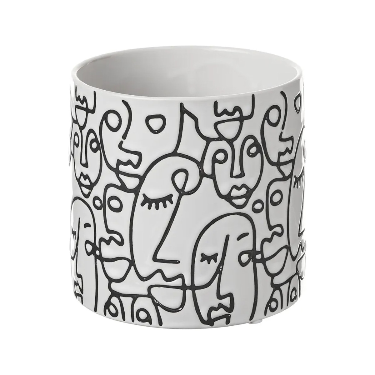 Maison & Déco Vases / caches pots d'intérieur Unimasa Cache pot Arty en céramique blanche Blanc