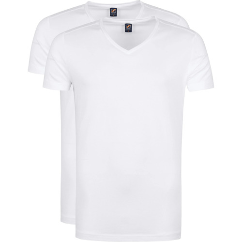 Vêtements Homme Graphic Two Petrol T-shirt Suitable Vitasu T-Shirt Col En V Blanc 2-Pack Blanc