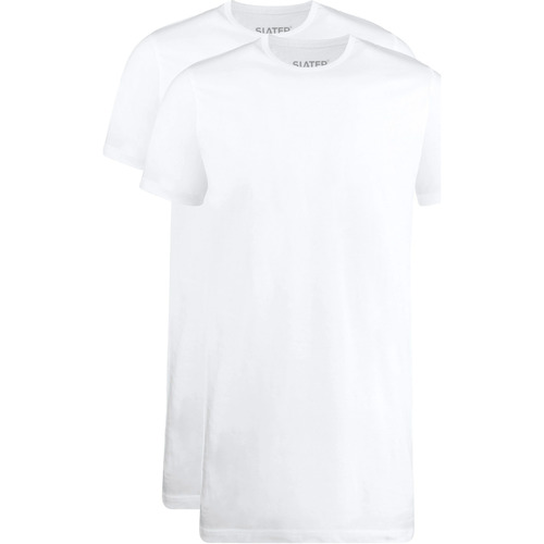 Vêtements Homme T-shirts & Polos Slater T-shirts Extra Longs Lot de 2 Col Rond Blanc Blanc