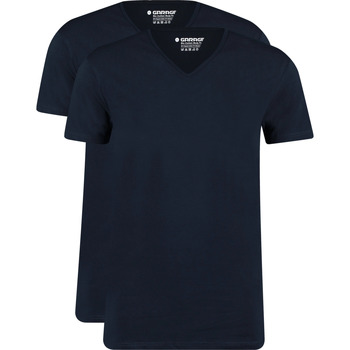 t-shirt garage  t-shirts basiques lot de 2 col-v bio bleu foncé 