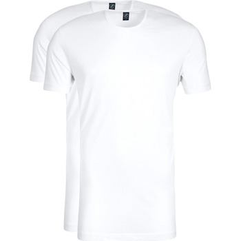 Vêtements Homme T-shirts & Polos Suitable T-shirt Blanc à Col Rond Obambo Bambou Lot de 2 Blanc