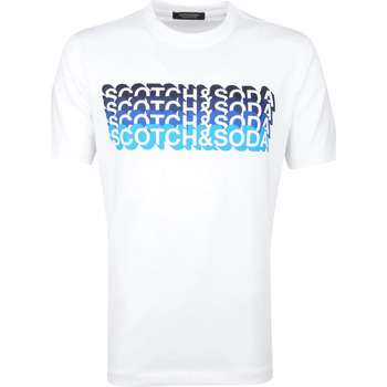 Vêtements Homme Wool-blend Zip-thru Check Scotch & Soda Scotch & Soda T-Shirt Logo Illustration Blanc Blanc