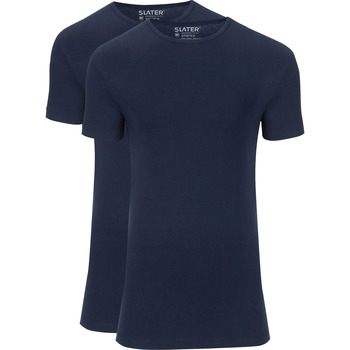 Vêtements Homme T-shirts & Polos Slater T-Shirts Stretch Lot de 2 Bleu Marine Bleu