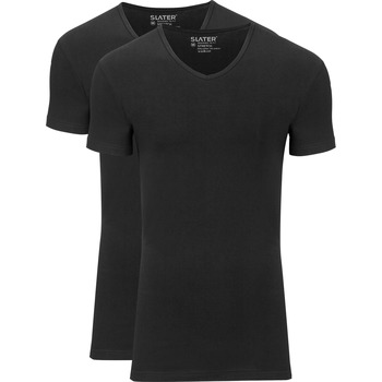Vêtements Homme T-shirts & Polos Slater T-Shirts Stretch Lot de 2 Col-V Noir Noir
