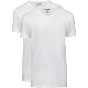 Vêtements Homme T-shirts & Polos Slater T-shirts Basiques Lot de 2 Col-V Blanc Blanc