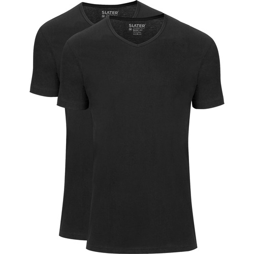 Vêtements Homme T-shirts & Polos Slater T-shirts Basiques Lot de 2 Col-V Noir Noir