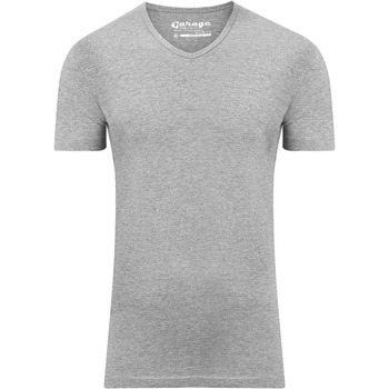 t-shirt garage  stretch basique col-v gris 