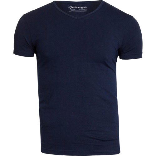 Vêtements Homme T-shirts & Polos Garage Stretch Basique Marine Col-V Bleu