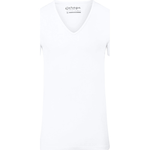 Vêtements Homme T-shirts & Polos Garage Stretch Basique Col-V Profond Blanc Blanc