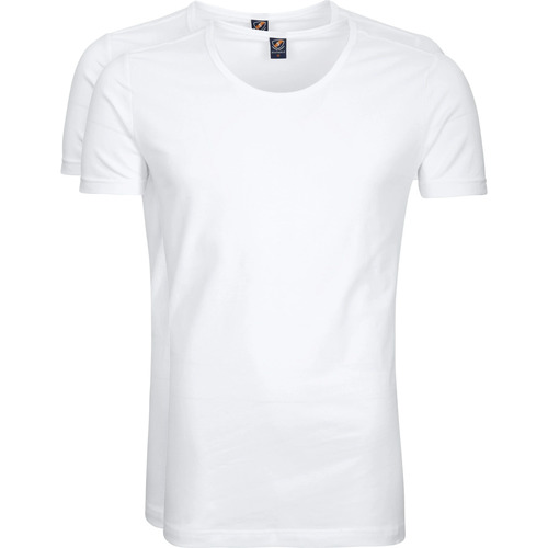 Vêtements Homme Pull Col Roulé Ecotec Bleu Suitable Otaru T-Shirt Wide Round Neck Blanc 2-Pack Blanc