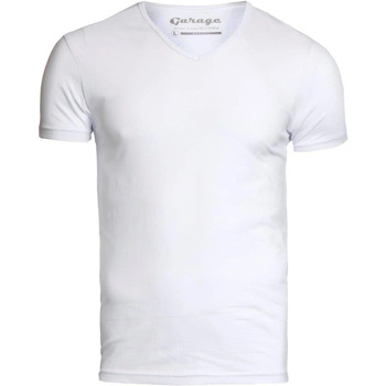 t-shirt garage  stretch basique col-v blanc 