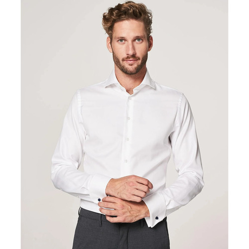 Vêtements Homme Chemises manches longues Profuomo T-shirt De Lin Ecru Double Blanc Blanc