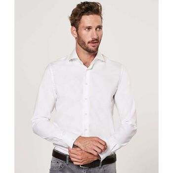 Vêtements Homme Chemises manches longues Profuomo Chemise Blanc Détails Bleu Blanc