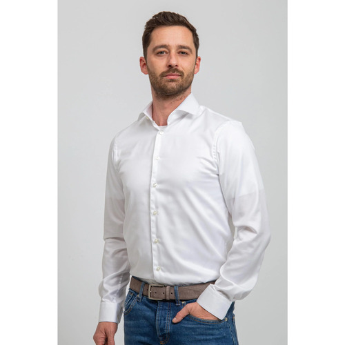 Vêtements Homme Chemises manches longues Suitable Chemise Blanche Coupe Slim DR-01 Blanc