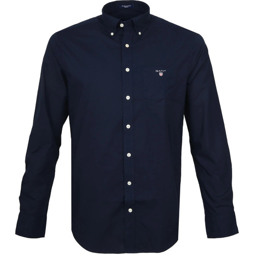 Vêtements Homme Chemises manches longues Gant Chemise Casual Broadcloth Marine Bleu