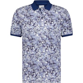 t-shirt state of art  polo pique impression floral bleu foncé 