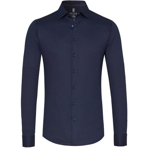 Vêtements Homme Chemises manches longues Desoto Chemise Kent Imprimé Bleu Foncé Graphique Bleu