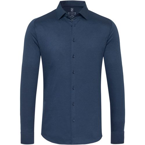 Vêtements Homme Chemises manches longues Desoto Chemise Modern Kent Sans Repassage Indigo Bleu Bleu