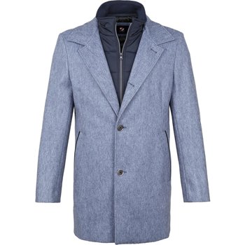 veste suitable  manteau geke mix laine rayures bleu 