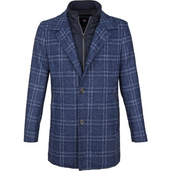 Vêtements Homme Vestes de survêtement Suitable Manteau Geke Mix Laine Carreaux Bleu Bleu