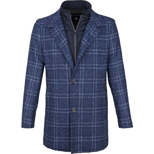 Vêtements Homme Vestes de survêtement Suitable Manteau Geke Mix Laine Carreaux Bleu Bleu